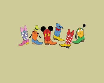Botas de Disneyland PNG, Botas de Mikey y sus amigos, Descarga digital, Vaquera del Oeste de Disneyworld PNG, Familia campestre PNG