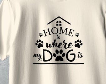 Camiseta "Home Is Where My Dog" (Mi hogar es donde está mi perro), camiseta con estampado de huellas de perros para amantes de los perros, Goodman Images