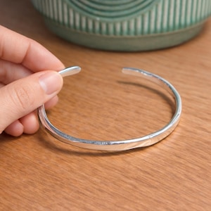 Sterling Silver Bangle Bracelet | Dainty Bangle for Her Adjustable Classic Bangle | Silver Bangle Bracelet | Letterbox Gift for Her