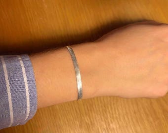 Pulsera de espiga de plata de ley 925 / Pulsera de plata delicada / Pulsera ajustable / Regalo para ella / Pulsera plana de plata