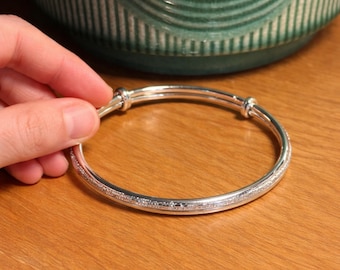 Pulsera de plata 925 con diseño de giro / Pulsera ajustable / Pulsera de boda / Pulsera de plata de ley 925 / Regalo para ella