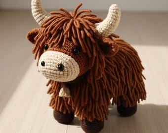 Highland Cow Amigurumi Pattern PDF, Farm Animal Plush Tutorial, Cow Soft Toy Download