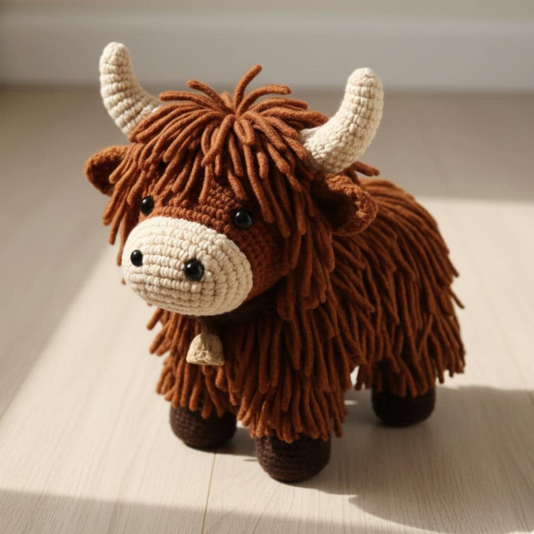 39 Highland Cow Crochet Patterns for Rustic, Fluffy Amigurumi Charm 22 Highland Cow Amigurumi