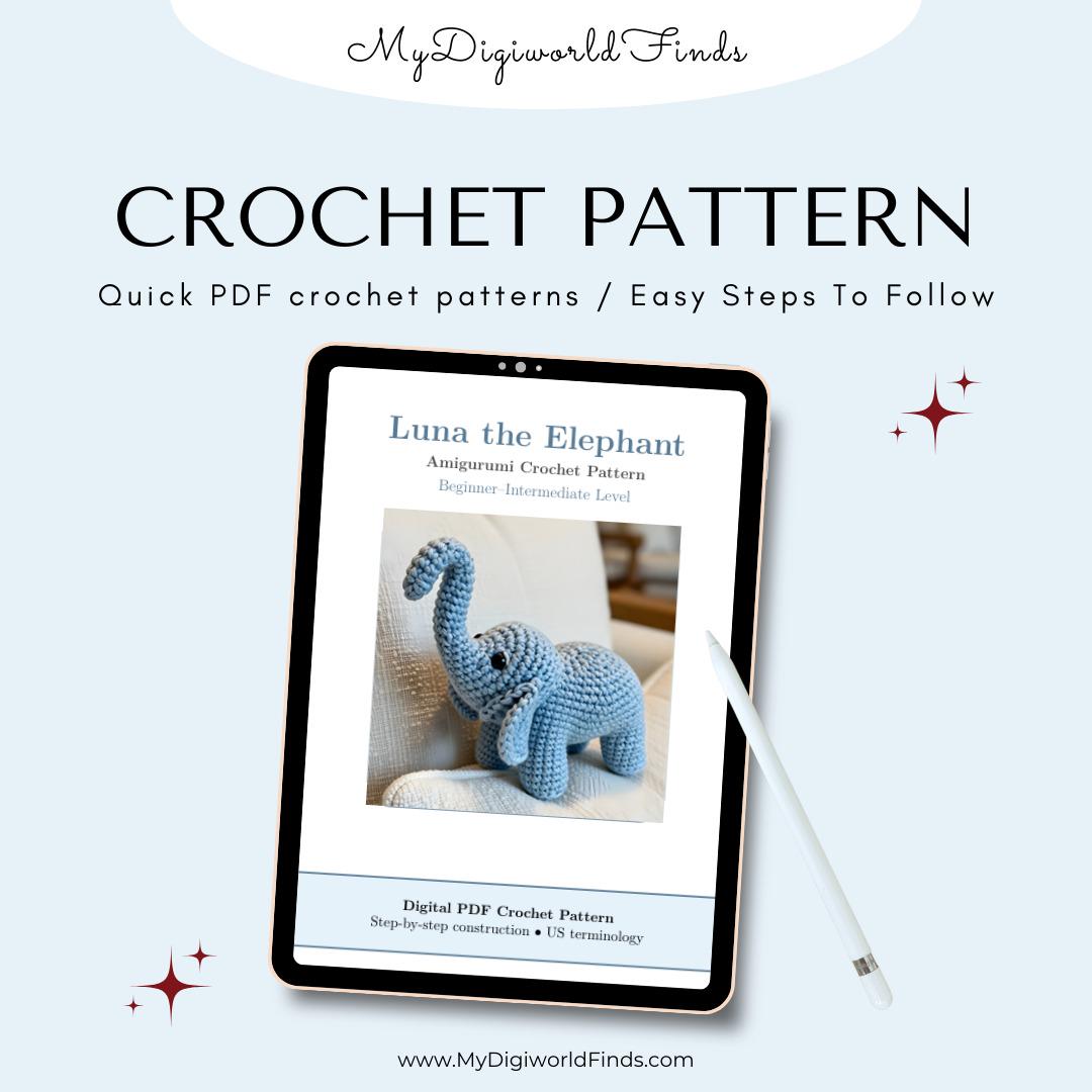 Elephant Crochet Pattern PDF, Amigurumi Stuffed Animal Pdf, Easy ...