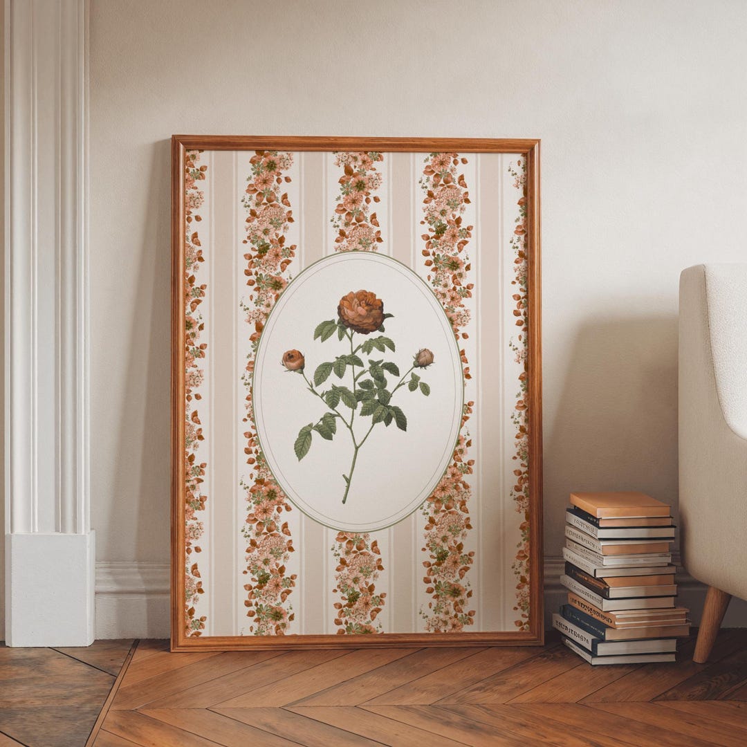 Vintage Botanical Rose Print • Antique Floral Wall Art • Cottagecore ...
