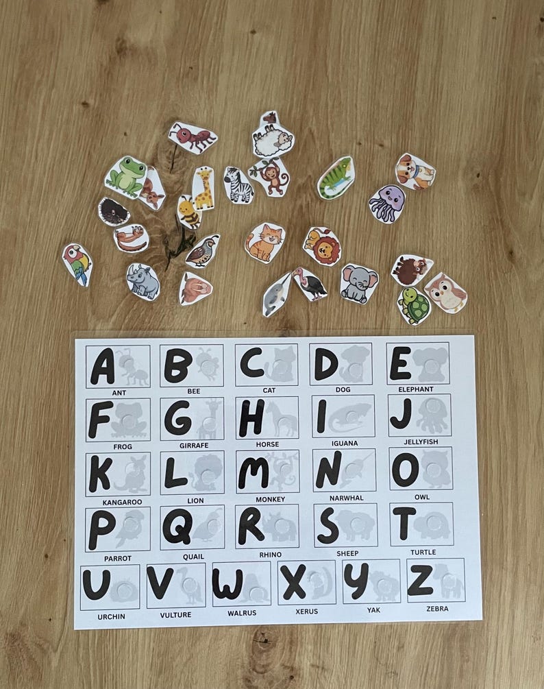 Animal Alphabet Phonics Game | Montessori Toddler Learning Printable ...