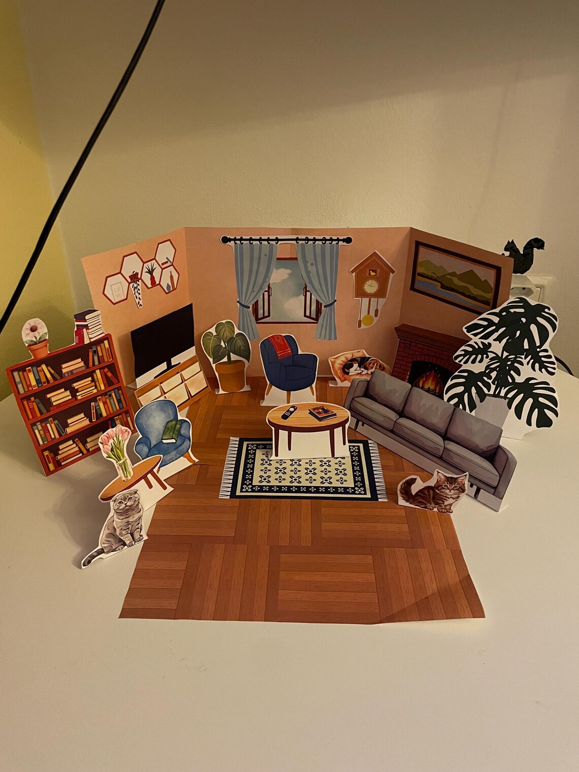Miniature Living Room Paper Craft Kit | 3D Printable Dollhouse (PDF ...