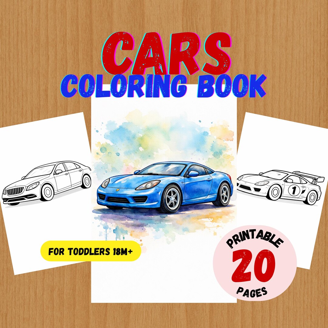 Cars Coloring Book for Toddlers 18m+ | 20 Printable Vehicle Coloring ...