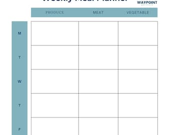 Planificador de comidas semanal / Horario de cenas familiares y preparación de comestibles imprimible / Waypoint Partners