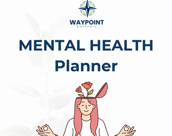 Planificador de salud mental / Seguimiento imprimible de ansiedad, sueño, autocuidado, alimentación y estado de ánimo / Socios de WAYPOINT