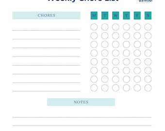 Lista de tareas semanales imprimible / Programa de limpieza familiar simple y seguimiento de tareas domésticas / Waypoint Partners