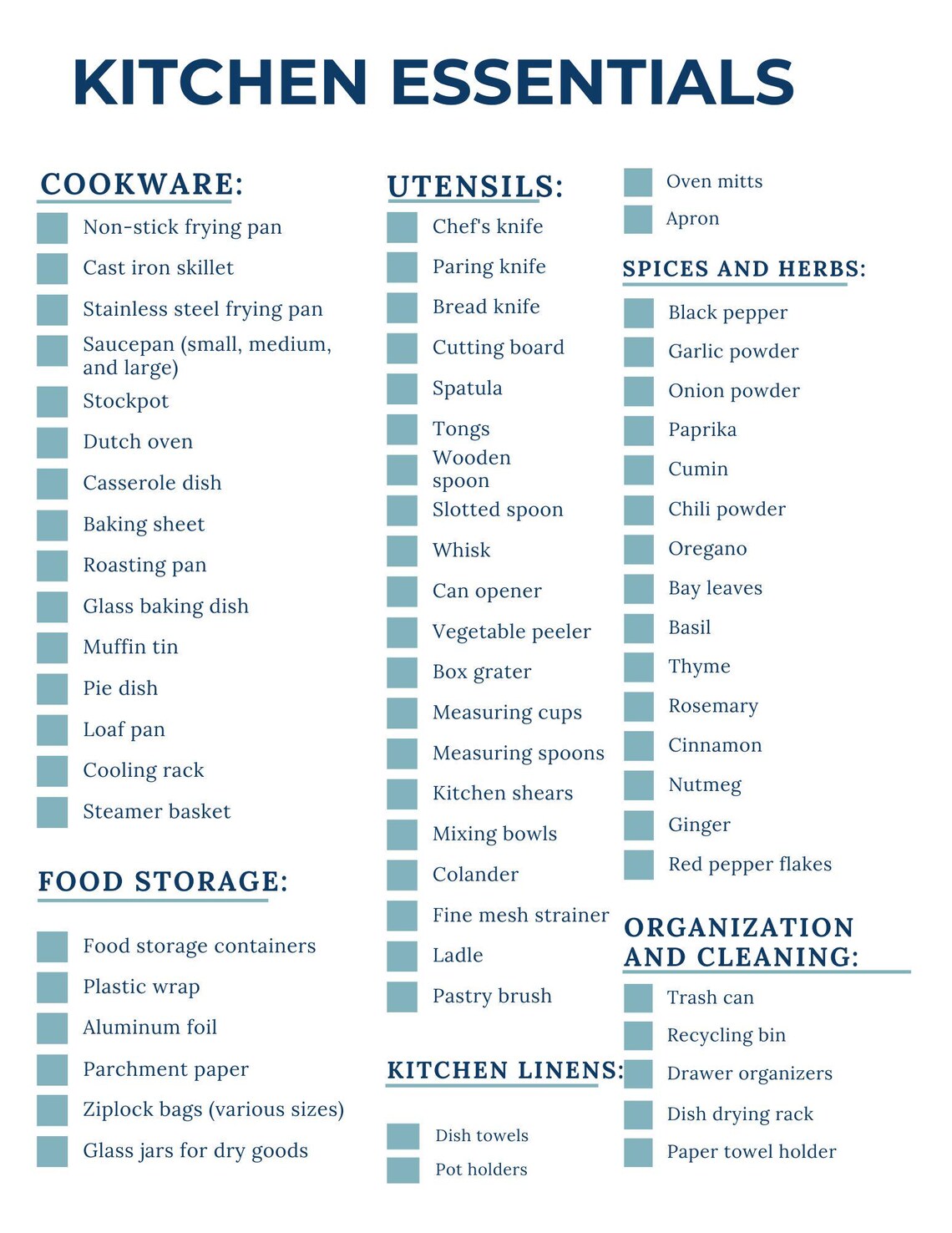 New Home Essentials Checklist Printable | Room-by-room New House Setup ...