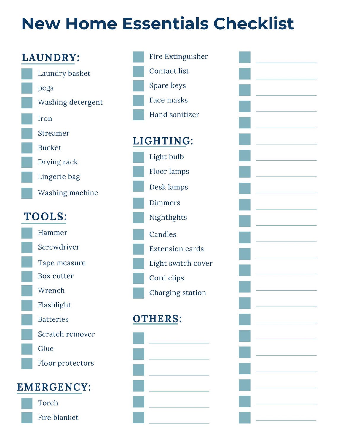 New Home Essentials Checklist Printable | Room-by-room New House Setup ...