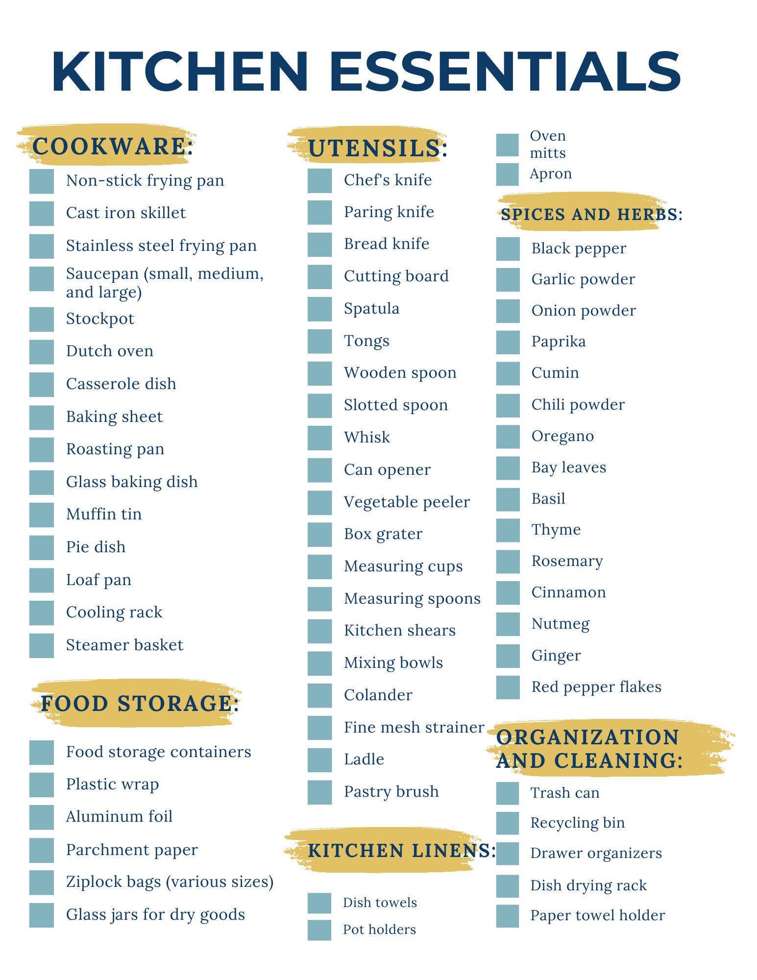 New Home Essentials Checklist Printable | Room-by-room New House Setup ...