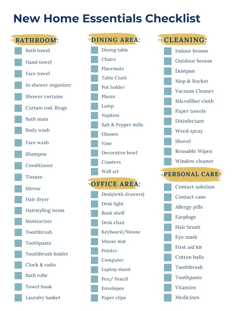 Moving Planner Printable - New Home Essentials Room by Room Checklist ...