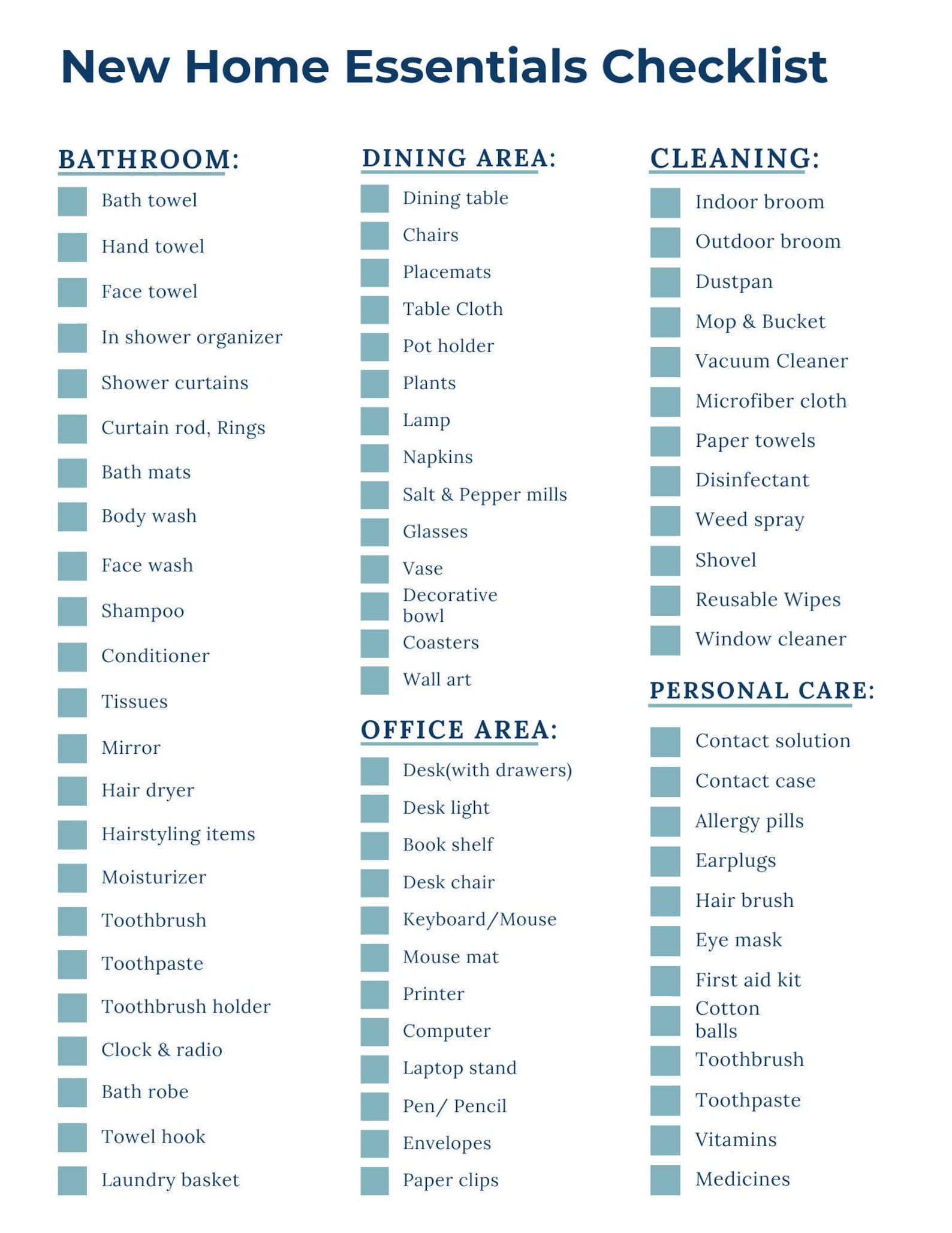 Moving Planner Printable - New Home Essentials Room by Room Checklist ...