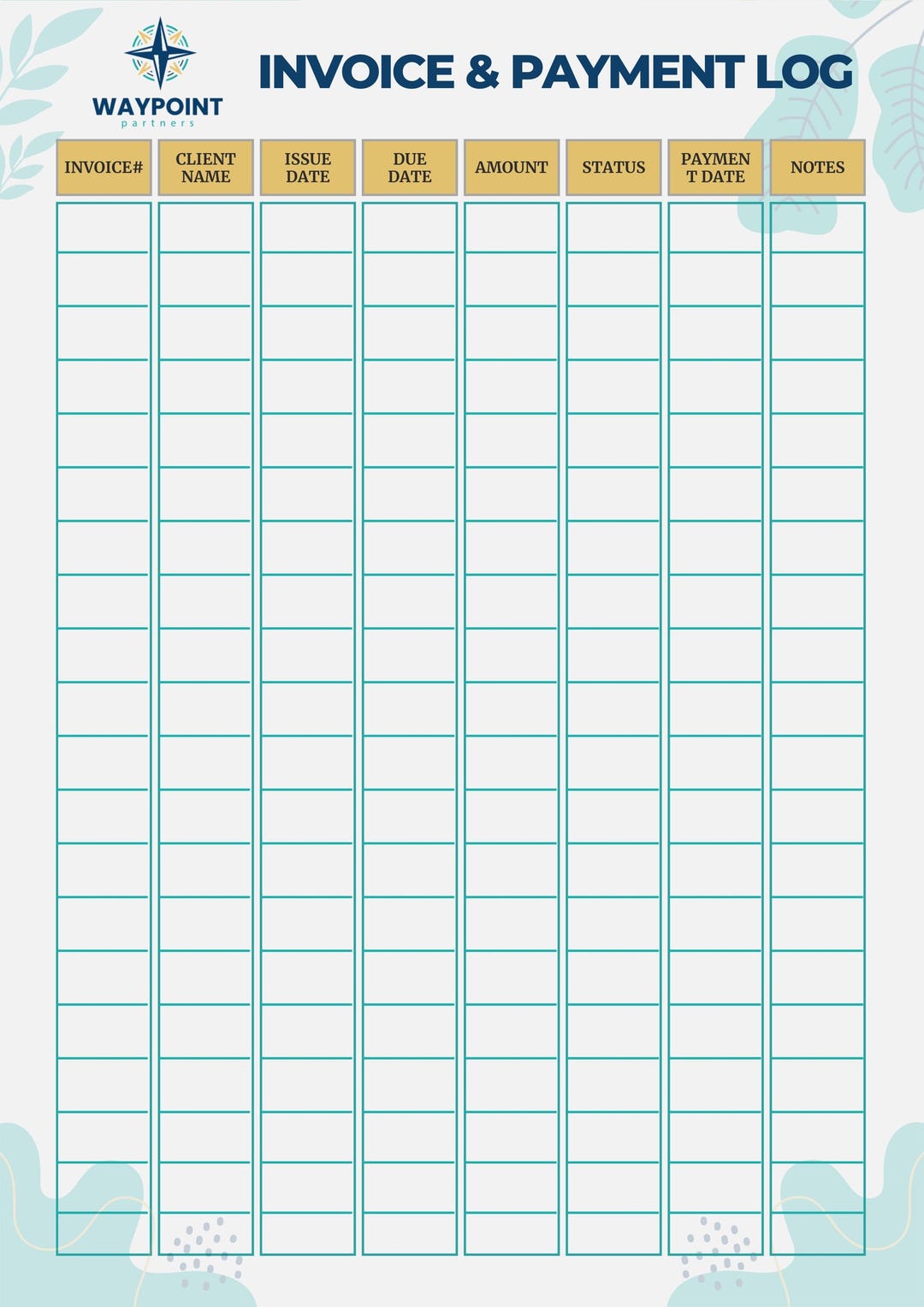 Invoice Log Label Invoice & Payment Log Printable - Small Business Invoice Tracker PDF - Etsy