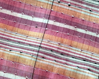 By the Yard x 34"W - Vintage Fabric - Pink, Maroon & Orange Plaid  - Nubby Cotton - 50's - material - textile - sewing supply - Western