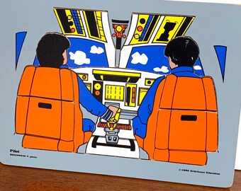Vintage Puzzle: Pilot  Brighthouse Education Wooden Tray 1998 Retro Toy