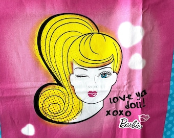 Vintage Fabric - Mattel  - Barbie - Pillow Front Panel  - You Choose - material - sewing supply - Retro Barbie pillow kit