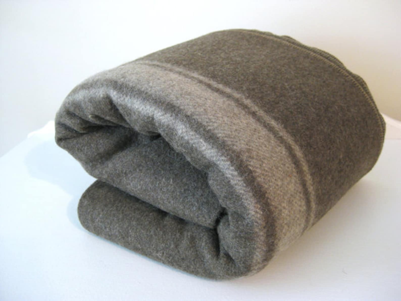 Vintage Wool Blanket Brown with Gray Stripe Military Issue Etsy