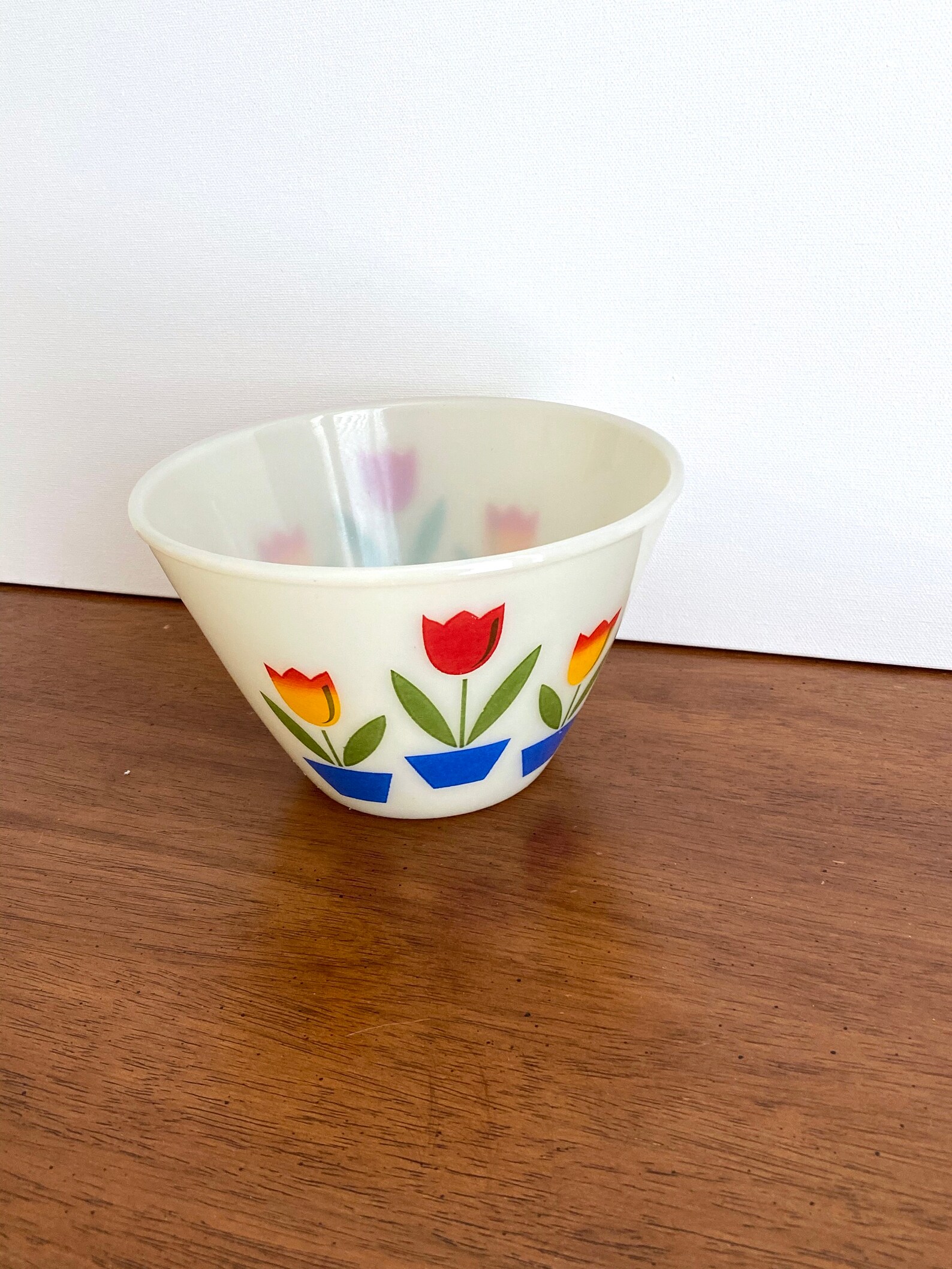 Vintage Fire King Small Nesting Milk Glass Bowl Tulip Etsy