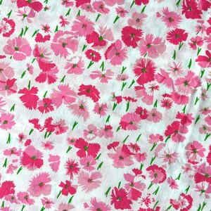 Vintage Floral  Fabric: Pink Carnations Cotton Textile, (By the yard x 44&quot;W)