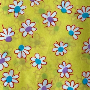 Vintage Daisy Fabric: 1970s Yellow Crepe, (44&quot;W - By the Yard)