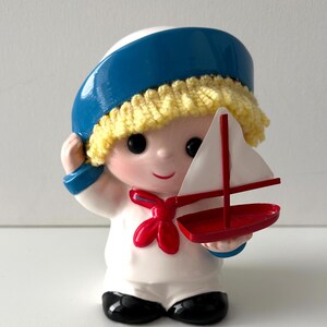 Vintage Enesco Sailor Piggy Bank: 1985 Retro Penny Bank