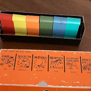 Sellos de calificación vintage - Década de 1950 - Hecho en Japón - Pre K - Escuela en el hogar - Suministro retro para maestros