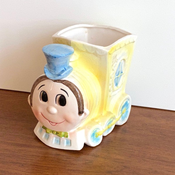 Vintage Planter - Very Cute Baby Train Engine Planter - Lefton Original - Japan - Retro Planter - Signed - 6397 - Baby Room Decor