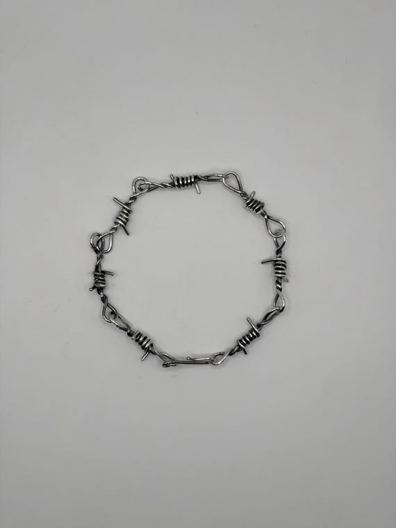 Handmade Barbed Wire Bracelet 18 gauge .925 Sterling Silver Wire, Version 1