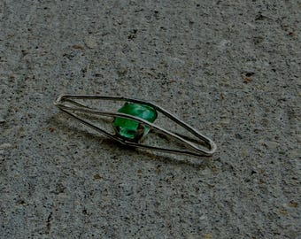 Emerald Healing Charm .925 Sterlium Plus Silver. Natural 1.45ct Cushion-Cut 7x7mm Afghanistan Emerald, untreated.