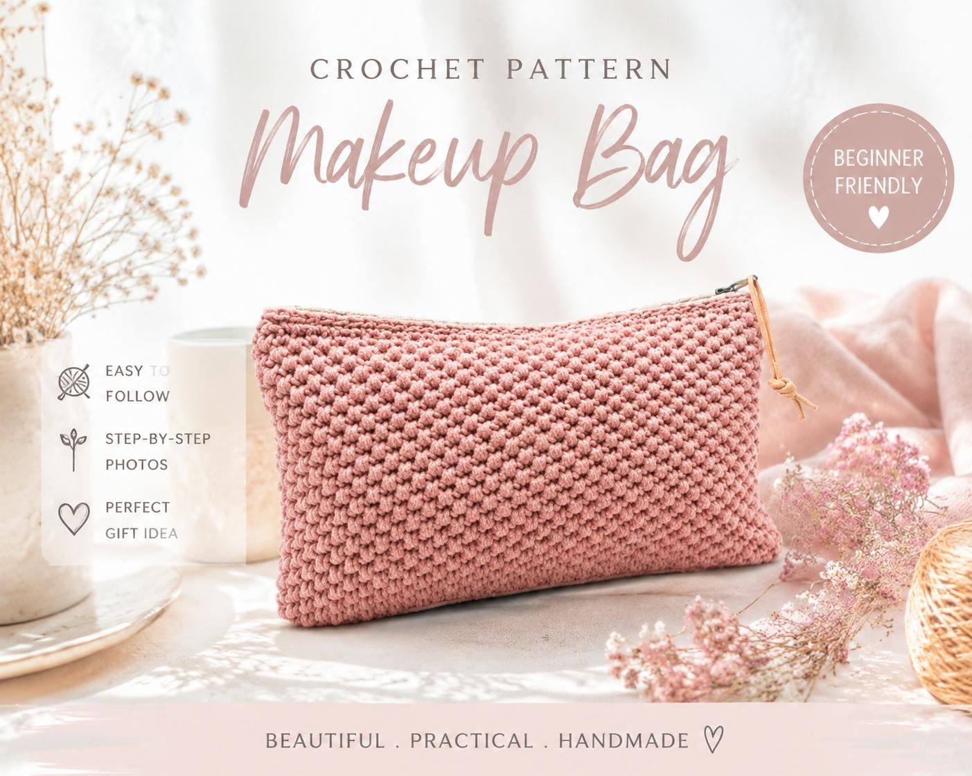26 Crochet Makeup Bag Patterns with Clutches, Pouches, and Holders 3 Crochet Makeup Bag Cosmetic Pouch Crochet Pattern Crochet