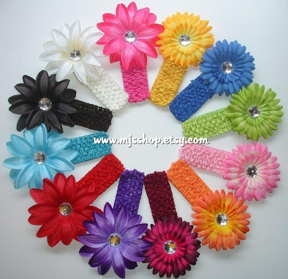 Items similar to Daisy and Tropical Lily Flower Headbands - Newborn ...