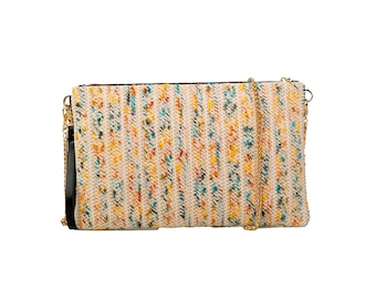 Sac bandoulière tissé à rayures verticales multicolores printemps été