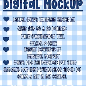 May include: A digital mockup template with the text "Digital Mockup" in a dark blue font. The template is for a 30 x 60 banner and is fully customizable. The background is a light blue and white checkered pattern.