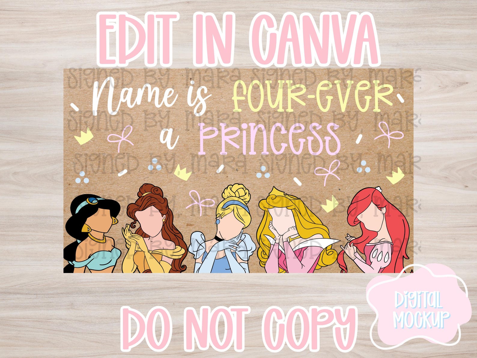 Four-ever a Princess| Editable Canva Banner | 35x60 DIY Painted Sign ...