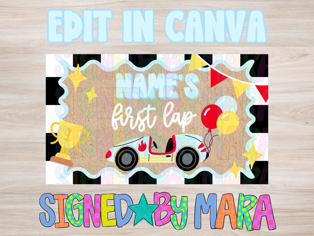 First Lap| Editable Canva Banner | 35x60 DIY Painted Sign | Digital ...