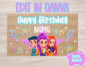 KPOP Banner Template | Editable Canva Banner | 36x60 DIY Painted Sign | Digital Download