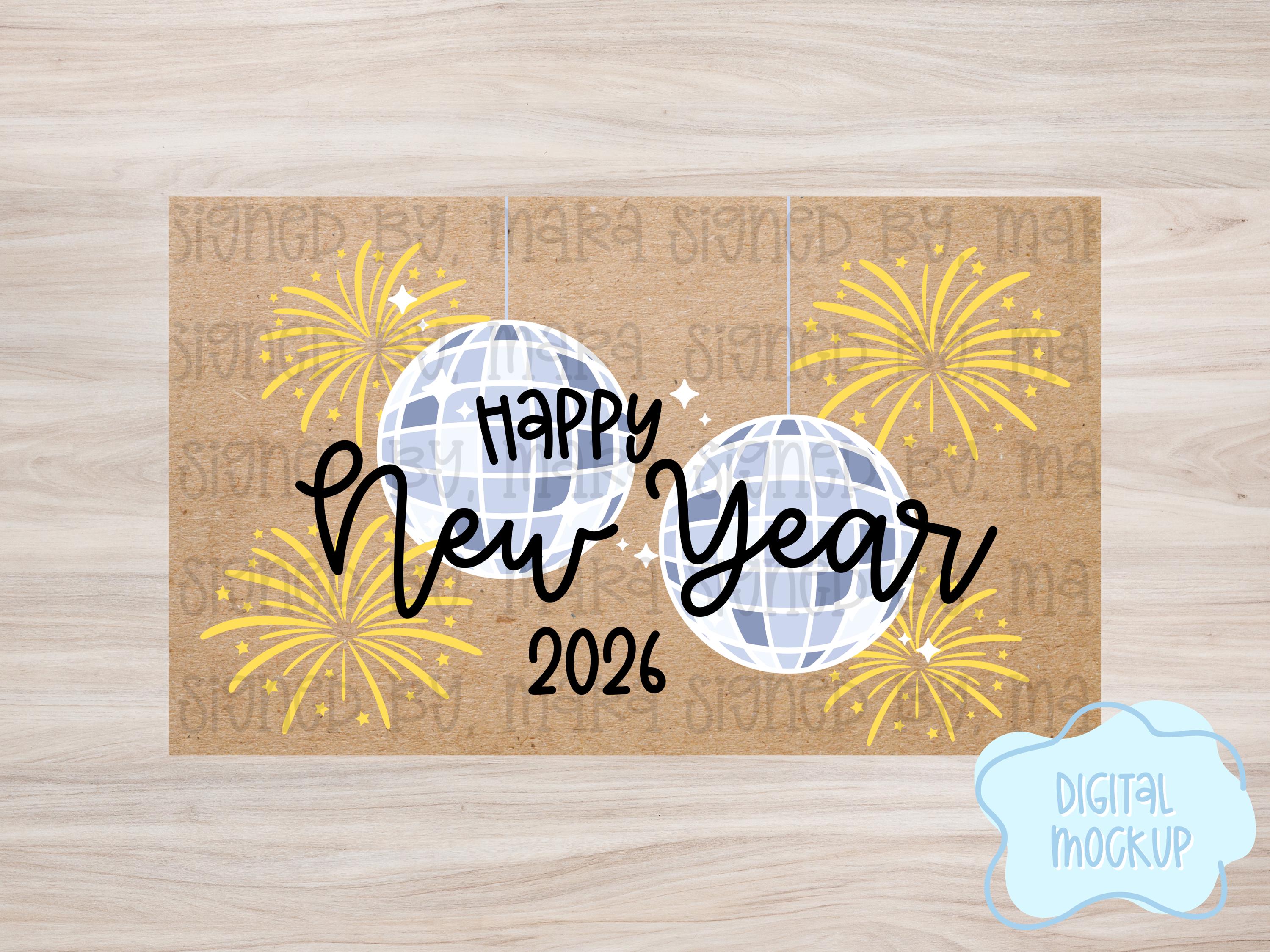 Striscione Happy New Year Lucido Unique Party | Decorazione Capodanno 1,2 Metri Con Fiocco