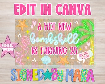 Bombshell Birthday Banner | Editable Canva Template | 35x60 DIY Sign (Digital Download)