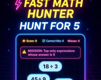 Fast Math Quiz · Interactive Activity for Children · Classroom / Homeschool Use