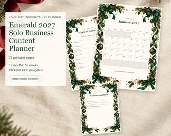 2027 Content Planner: Printable Solo Business PDF, Linked Calendar and Weekly Planning Pages