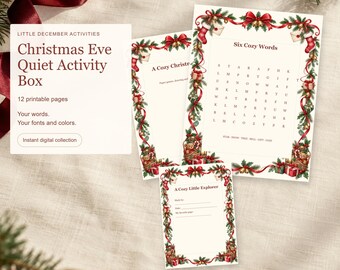 Kit di attività per bambini per la Vigilia di Natale: puzzle stampabili, pagine da disegno e ricordi di famiglia.