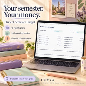 Modèle de budget semestriel étudiant : 16 planifications hebdomadaires, fonds pour les études, engagements et suivi des dépenses (fichier XLSX à télécharger)