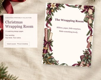 Christmas Wrapping Room, Gift Tag and Wrapping Station Templates, 11 Designs, Edit Online, Digital Download