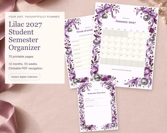 2027 Student Planner: Printable Semester Organizer, Linked Calendar and Weekly Study Pages
