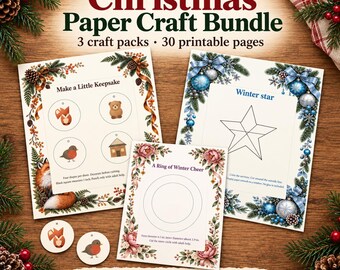 Kit di lavoretti di carta natalizi: 3 set per decorazioni natalizie, decorazioni per finestre e ghirlande.