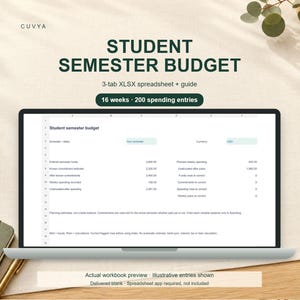 Student Semester Budget Spreadsheet: 16 Weekly Plans, College Funds, Commitments and Expense Tracker, XLSX Download